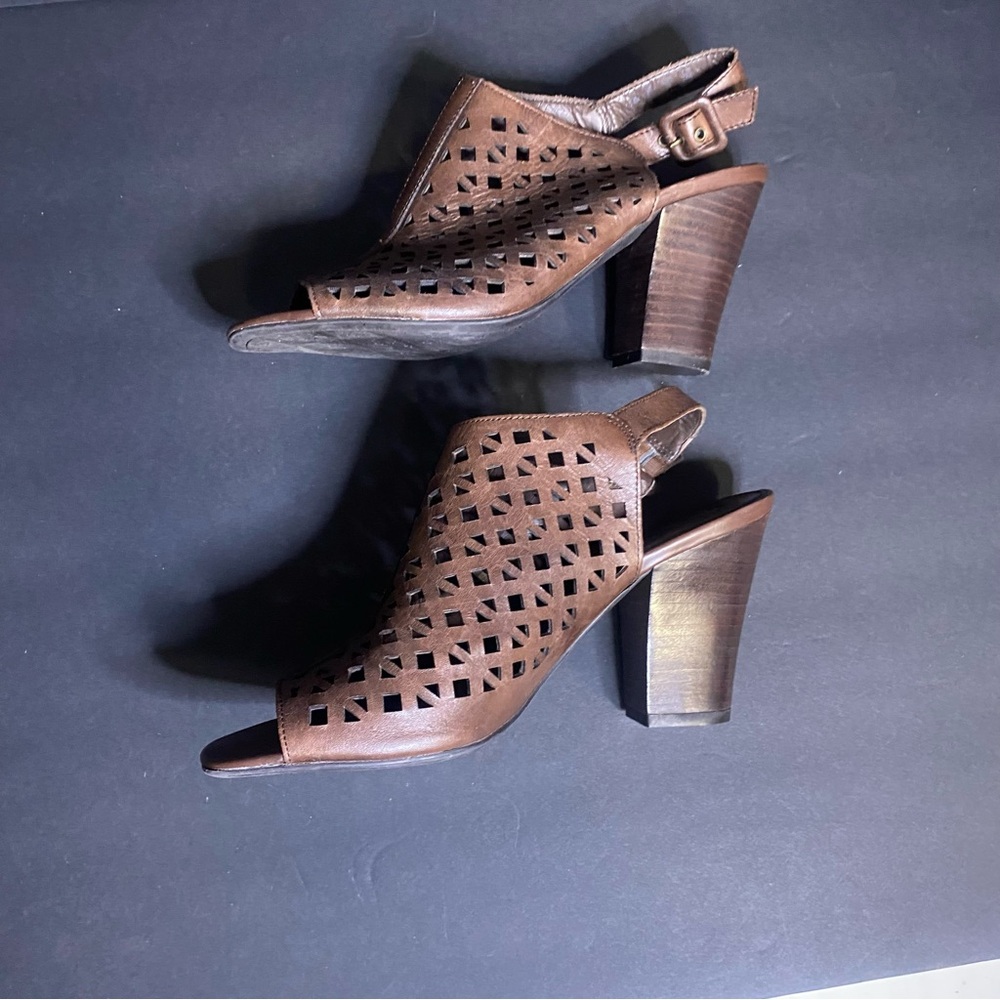 Franco Sarto Brown Cutout Mules - Picture 4 of 11